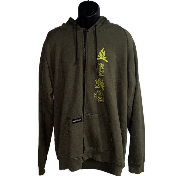 flag nor fail Other - Flag nor fail- Olive green zip up hooded jacket